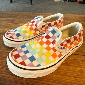 Vans Kids Multi Color Checkerboard Slip-On Sneakers Youth Size 12.5